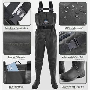 Trudave Youth Waders Cleated Boots Black Size 10/11 NWT